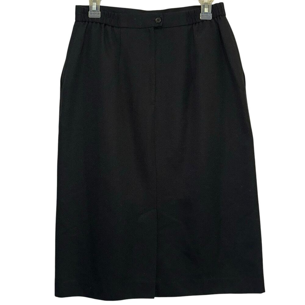 Vintage Napa Studio Wool Blend A-Line Midi Skirt Black Size‎ 10 Classic - Picture 3 of 6